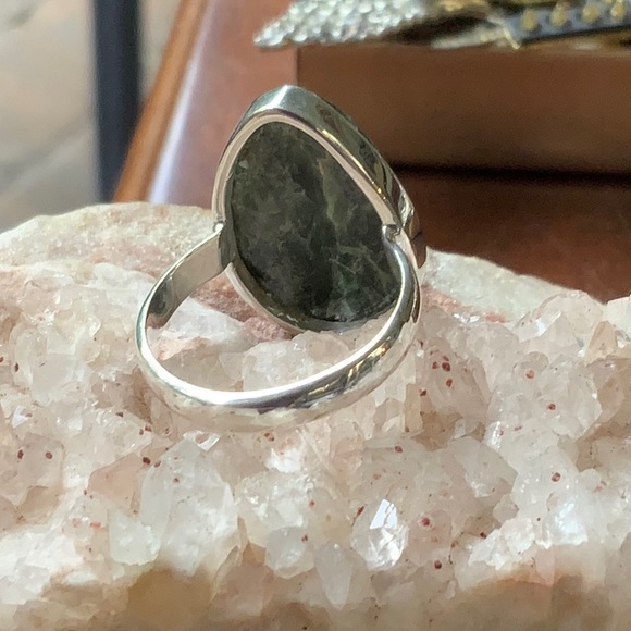 NATURAL SERAPHINITE 925 STERLING SILVER RING, SIZE 8.25 - Picture 4 of 11